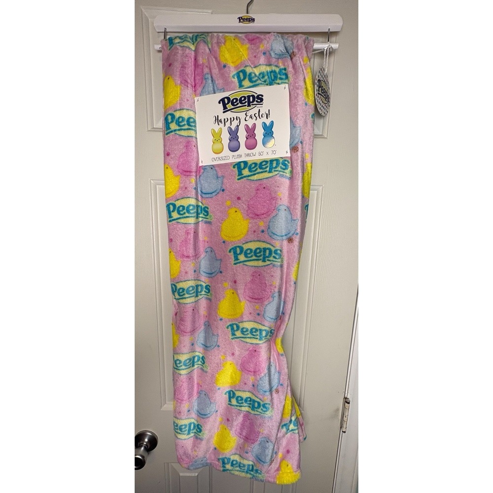 Peeps Pink Blue Yellow Easter Chicks Plush Throw Blanket 50" x 70"